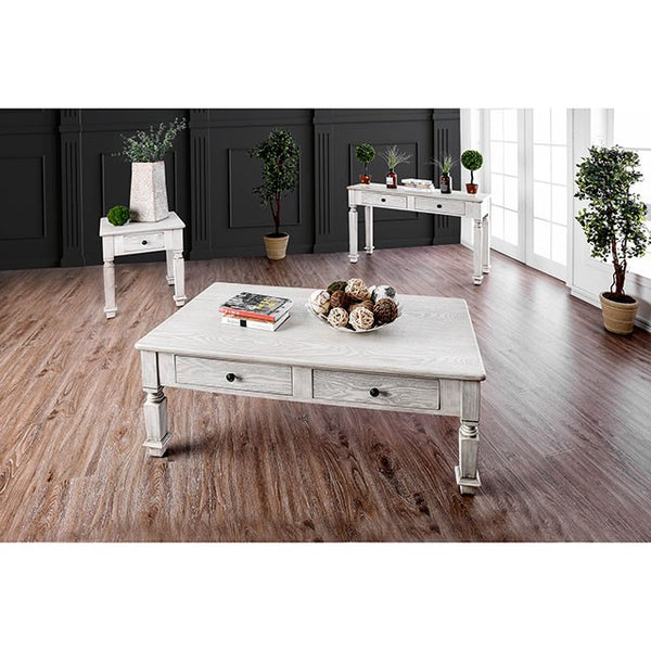 Furniture Of America Joliet Coffee Table CM4089C Antique White Transitional - sofafair.com