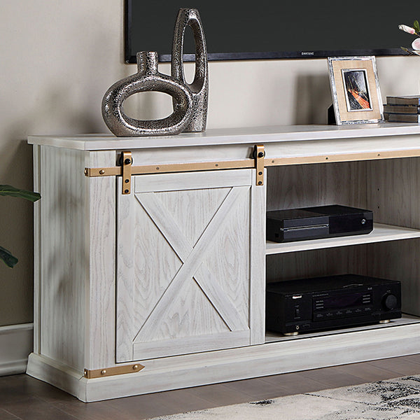 Furniture Of America Borrego TV Console CM5018WH-TV-72 Antique White Rustic - sofafair.com