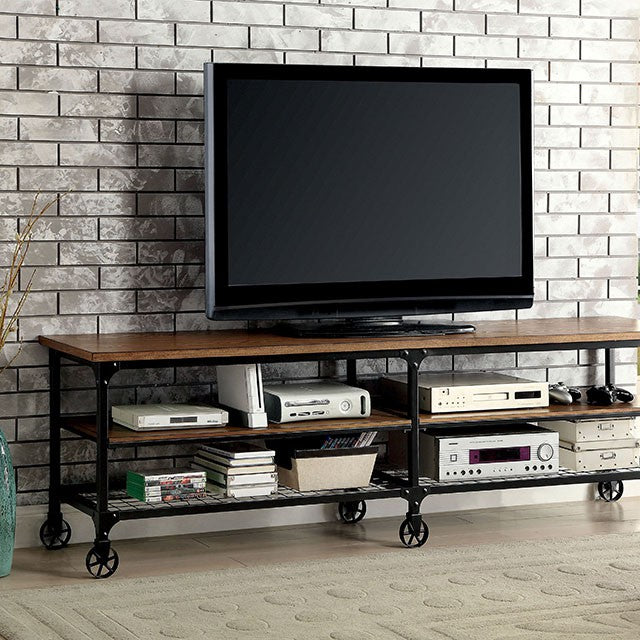 Furniture Of America Ventura TV Console CM5278-TV Antique Black/Medium Oak Industrial - sofafair.com