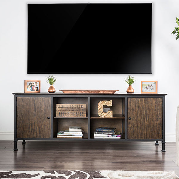 Furniture Of America Broadland Tv Stand CM5822-TV Medium Weathered Oak Industrial - sofafair.com