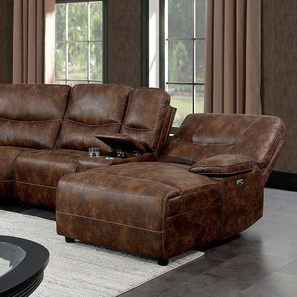 Furniture Of America Chantelle Power Sectional CM6229BR Brown Transitional - sofafair.com