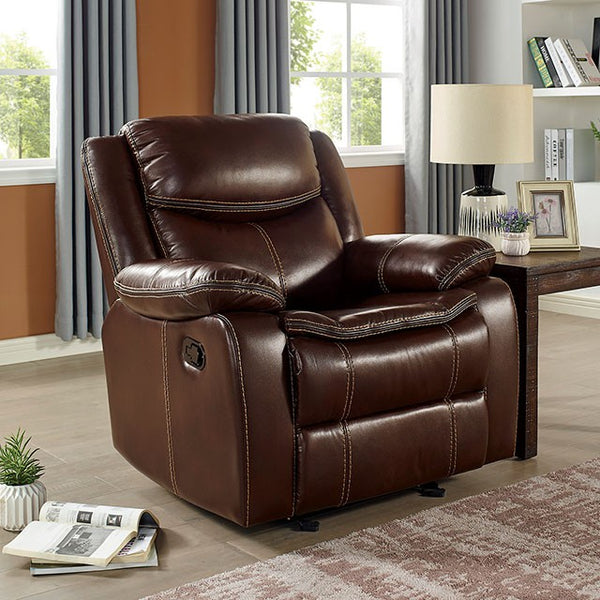 Furniture Of America Jeanna Recliner CM6343-CH Brown Transitional - sofafair.com