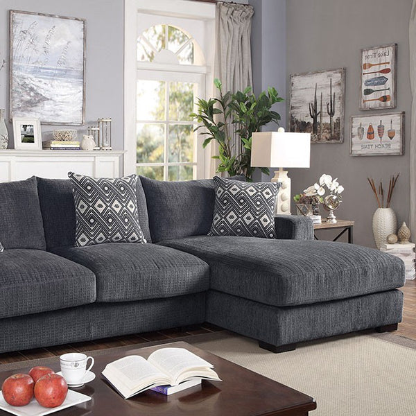 Furniture Of America Kaylee L-Sectional w/ Right Chaise CM6587-SECT-L-R Gray Contemporary - sofafair.com