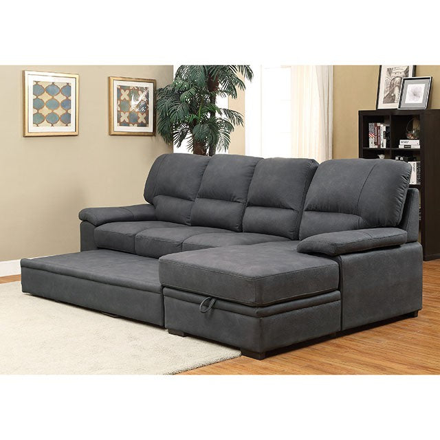 Furniture Of America Alcester Sectional CM6908BK Graphite Contemporary - sofafair.com