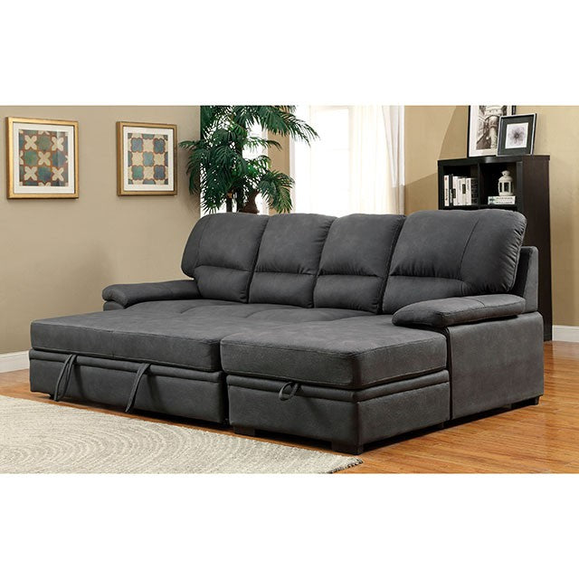 Furniture Of America Alcester Sectional CM6908BK Graphite Contemporary - sofafair.com