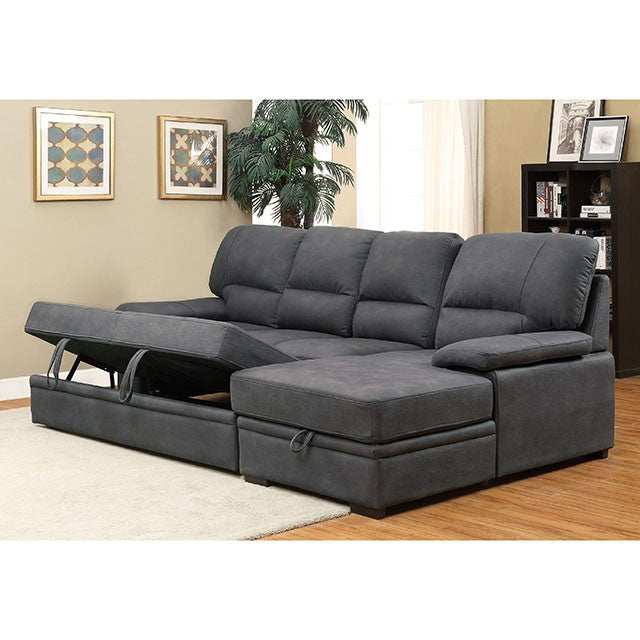 Furniture Of America Alcester Sectional CM6908BK Graphite Contemporary - sofafair.com