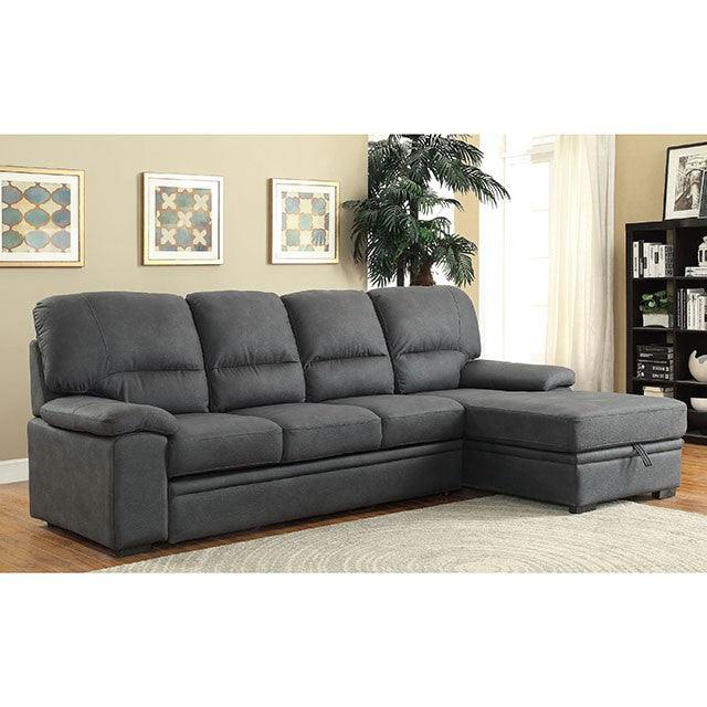 Furniture Of America Alcester Sectional CM6908BK Graphite Contemporary - sofafair.com