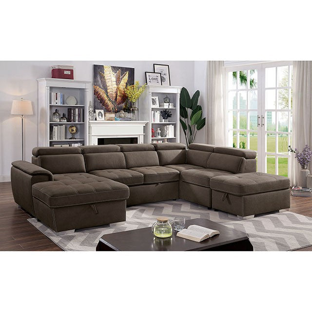 Furniture Of America Hugo Sectional CM6963 Light Brown Contemporary - sofafair.com