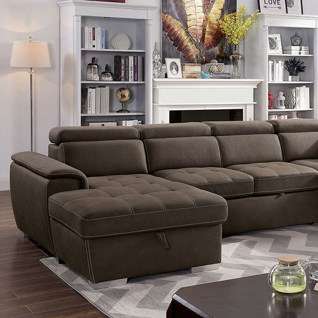 Furniture Of America Hugo Sectional CM6963 Light Brown Contemporary - sofafair.com