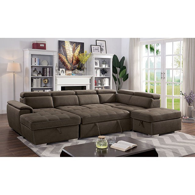 Furniture Of America Hugo Sectional CM6963 Light Brown Contemporary - sofafair.com