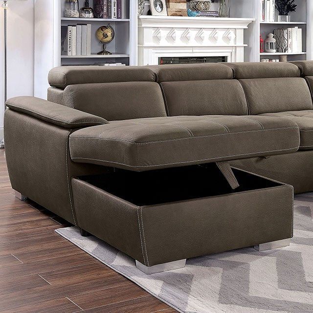 Furniture Of America Hugo Sectional CM6963 Light Brown Contemporary - sofafair.com