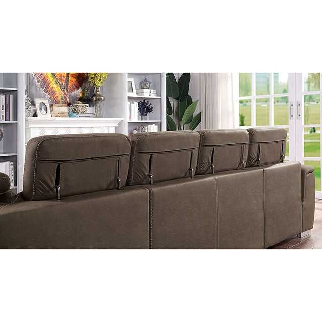 Furniture Of America Hugo Sectional CM6963 Light Brown Contemporary - sofafair.com