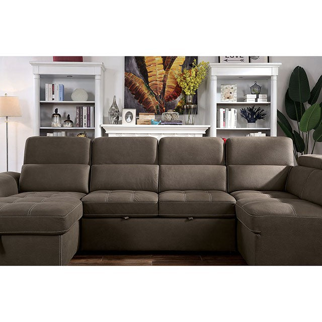 Furniture Of America Hugo Sectional CM6963 Light Brown Contemporary - sofafair.com