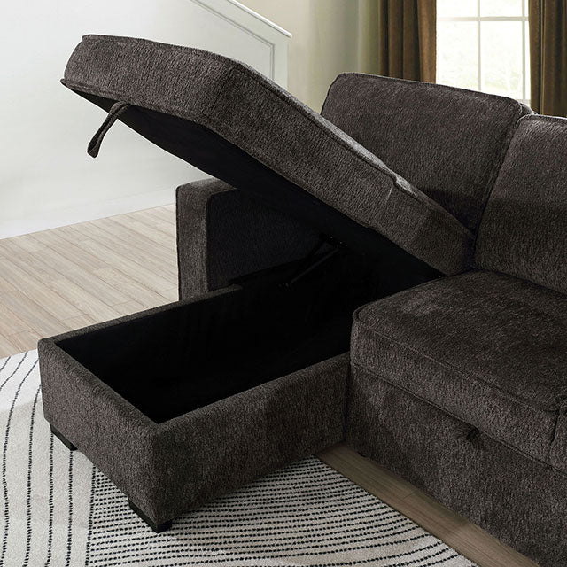 Furniture Of America Ines Sectional CM6964DG Dark Gray Contemporary - sofafair.com