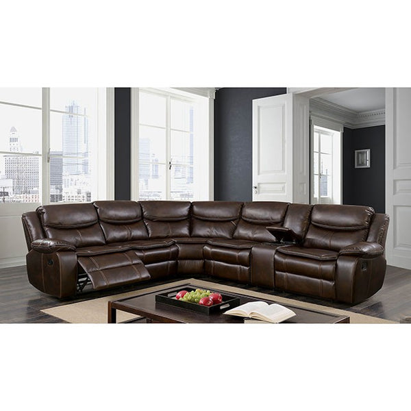 Furniture Of America Pollux Sectional CM6982BR Brown Transitional - sofafair.com