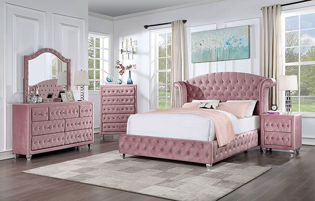 Furniture Of America Zohar Bed CM7130PK Pink Glam - sofafair.com