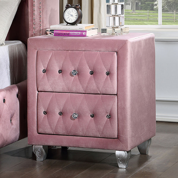 Furniture Of America Zohar Night Stand CM7130PK-N Pink Glam - sofafair.com