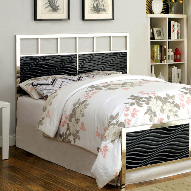 Furniture Of America Calvin Cal.King Bed CM7131BK-CK Black/Chrome Contemporary - sofafair.com