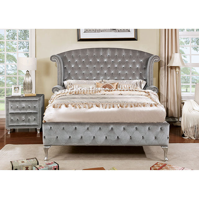 Furniture Of America Alzir Night Stand FM7150GY-N Gray Glam - sofafair.com