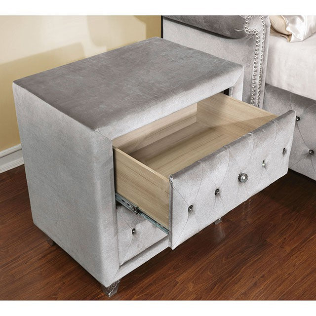 Furniture Of America Alzir Night Stand CM7150N Gray Glam - sofafair.com