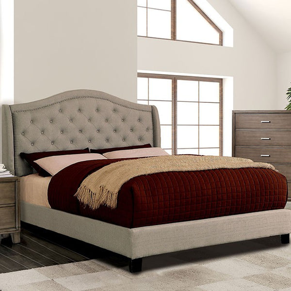 Furniture Of America Carly Cal.King Bed CM7160CK Warm Gray Transitional - sofafair.com