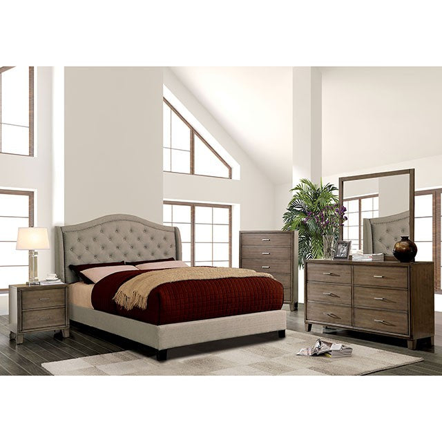 Furniture Of America Carly Cal.King Bed CM7160CK Warm Gray Transitional - sofafair.com
