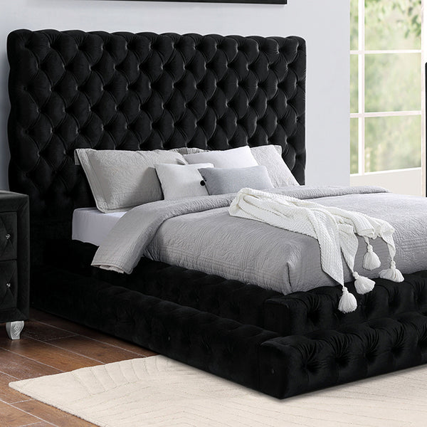 Furniture Of America Stefania Bed CM7227BK Black Glam - sofafair.com