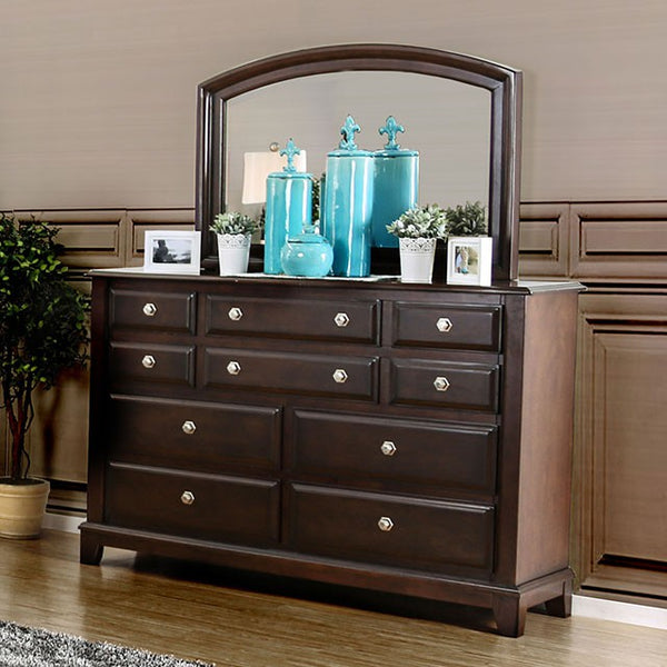 Furniture Of America Litchville Dresser CM7383D Brown Cherry Transitional - sofafair.com