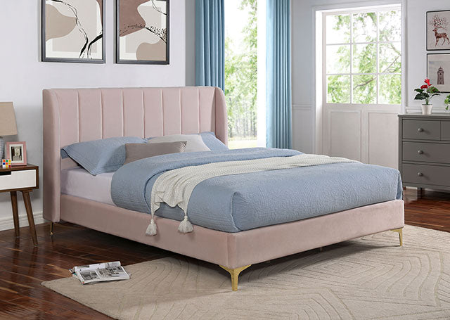 Furniture Of America Pearl Bed CM7459PK Light Pink Contemporary - sofafair.com