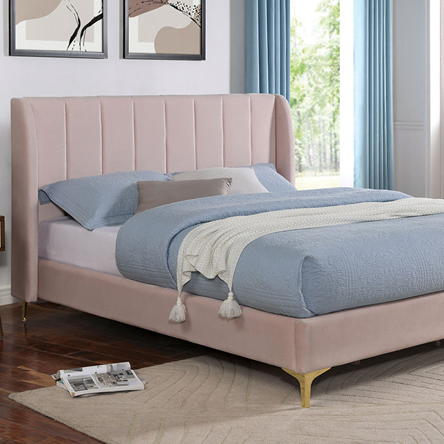 Furniture Of America Pearl Bed CM7459PK Light Pink Contemporary - sofafair.com