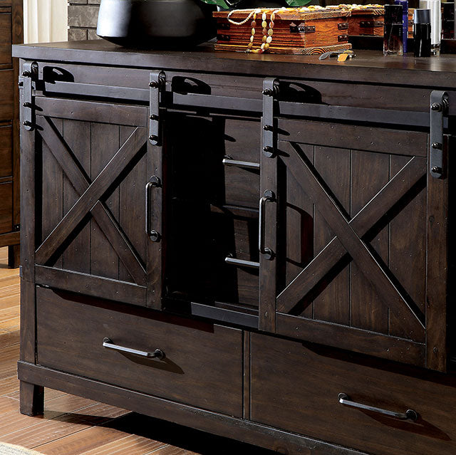 Furniture Of America Bianca Dresser CM7734D Dark Walnut Rustic - sofafair.com