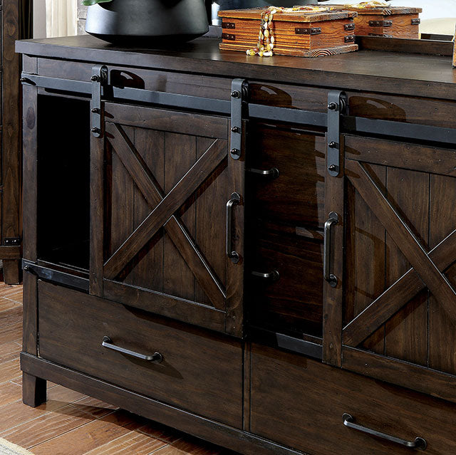 Furniture Of America Bianca Dresser CM7734D Dark Walnut Rustic - sofafair.com