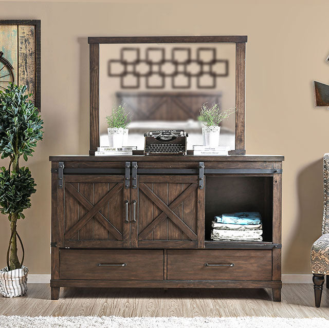 Furniture Of America Bianca Dresser CM7734D Dark Walnut Rustic - sofafair.com