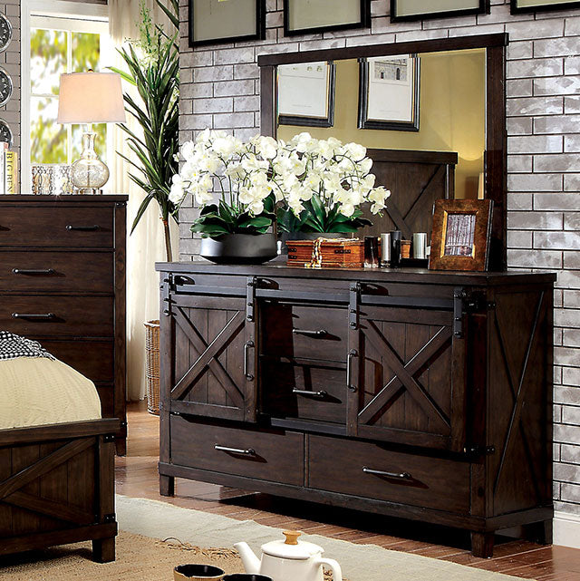 Furniture Of America Bianca Dresser CM7734D Dark Walnut Rustic - sofafair.com