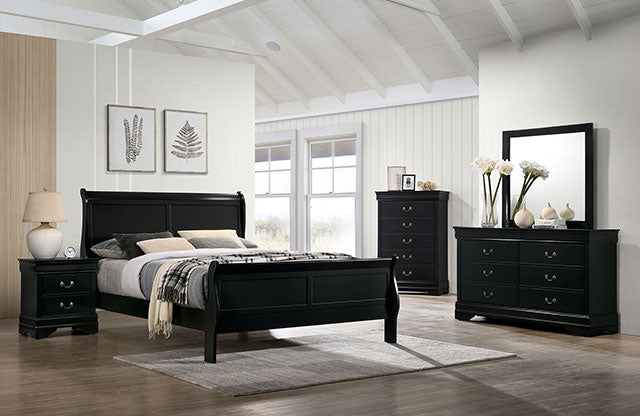 Furniture Of America Louis Philippe Bed FM7866BK Black Transitional - sofafair.com