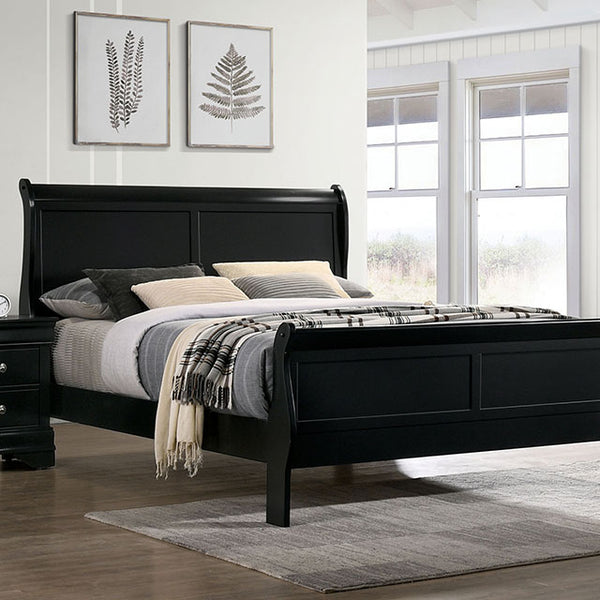 Furniture Of America Louis Philippe Bed FM7866BK Black Transitional - sofafair.com