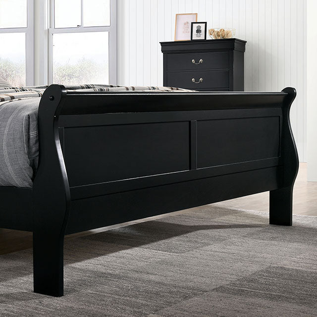 Furniture Of America Louis Philippe Bed FM7866BK Black Transitional - sofafair.com