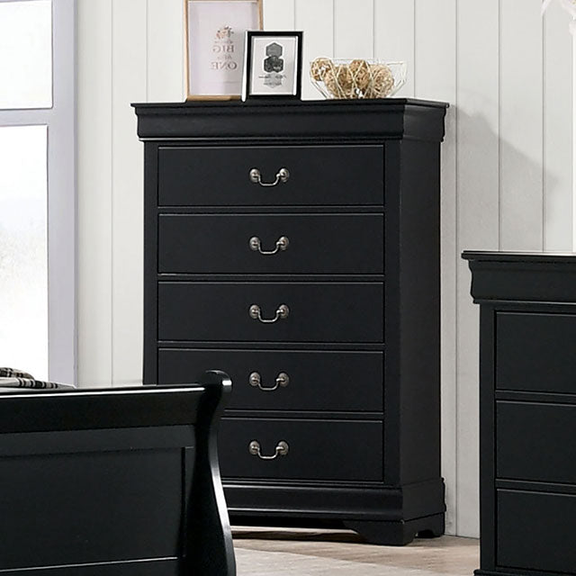 Furniture Of America Louis Philippe Chest FM7866BK-C Black Transitional - sofafair.com