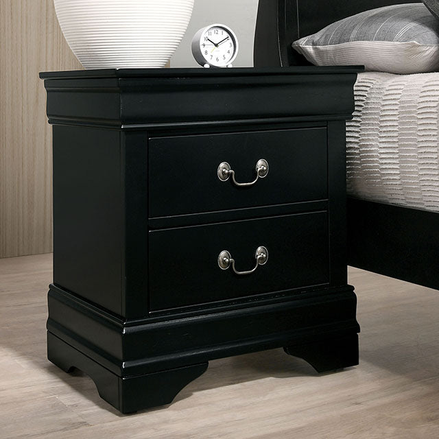 Furniture Of America Louis Philippe Night Stand FM7866BK-N Black Transitional - sofafair.com