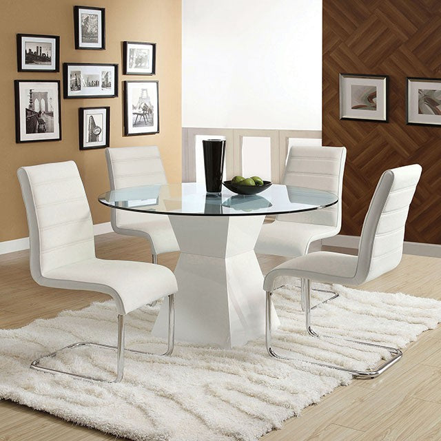 Furniture Of America Mauna 5 Pc Dining Table Set CM8371WH-T-5PC White Contemporary - sofafair.com