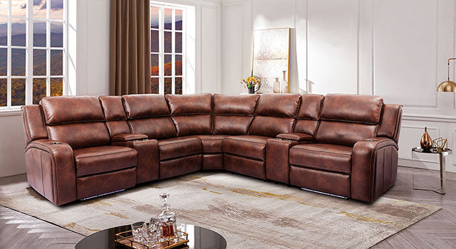 Furniture Of America Callie Power Sectional CM9901 Brown Transitional - sofafair.com