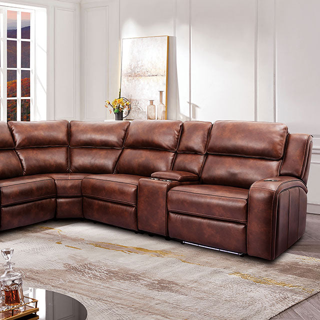 Furniture Of America Callie Power Sectional CM9901 Brown Transitional - sofafair.com