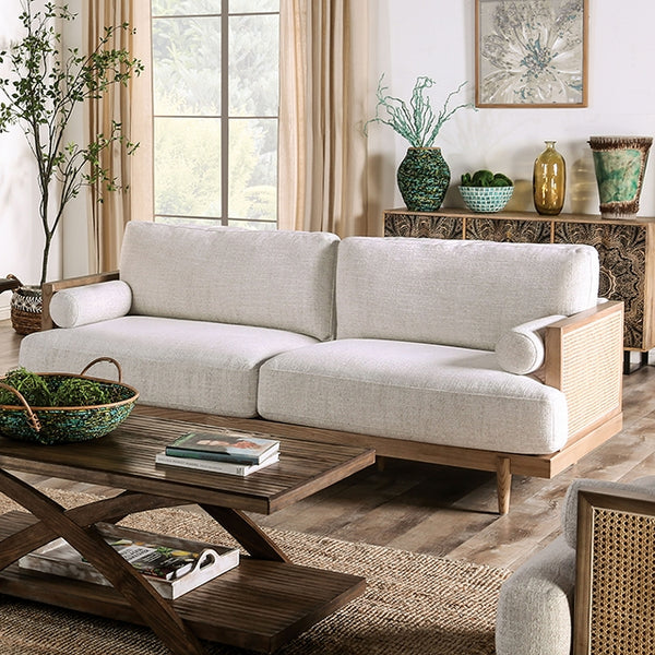 Furniture Of America Alesund Sofa CM9981-SF Light Oak/Beige Mid-Century Modern - sofafair.com