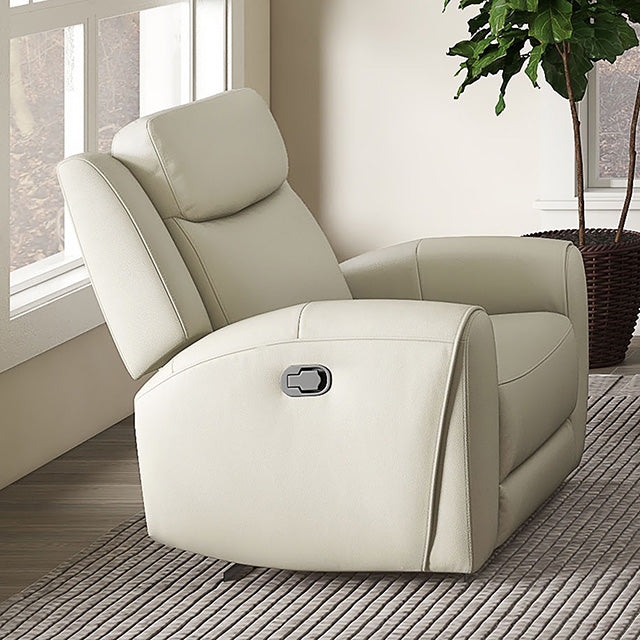 Furniture Of America Jacobus Manual Recliner - Leather CM9986BG-CH-M Beige Transitional - sofafair.com