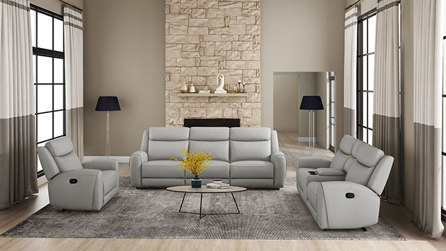 Furniture Of America Jacobus Manual Recliner Sofa CM9986LG-SF-M Light Gray Transitional - sofafair.com