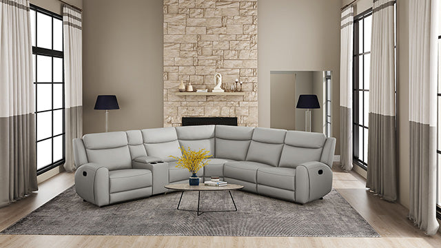 Furniture Of America Jacobus Motion Sectional CM9986LG-M Light Gray Transitional - sofafair.com