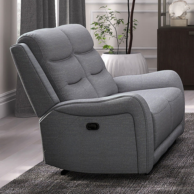 Furniture Of America Matthias Manual Recliner Loveseat w/ Console CM9987GY-LV-M Gray Transitional - sofafair.com