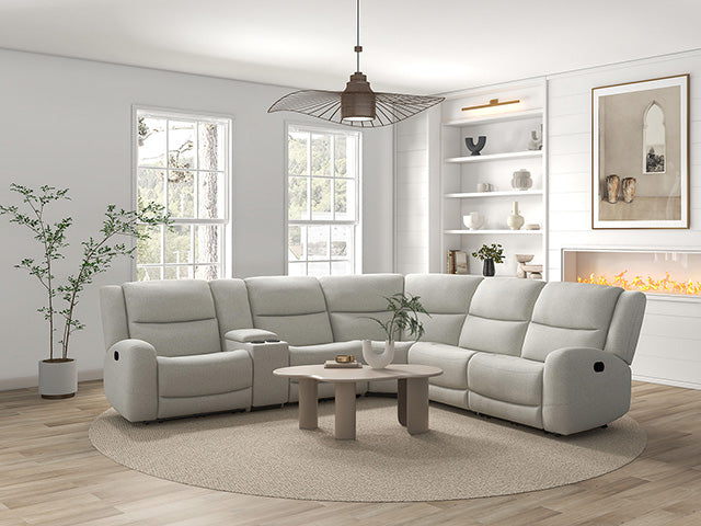 Furniture Of America Giraldus Motion Sectional CM9988BG-M Beige Transitional - sofafair.com