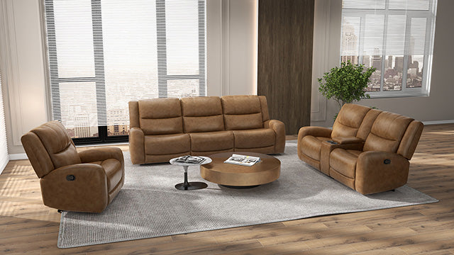 Furniture Of America Leolinus Manual Recliner Sofa CM9989BR-SF-M Brown Transitional - sofafair.com