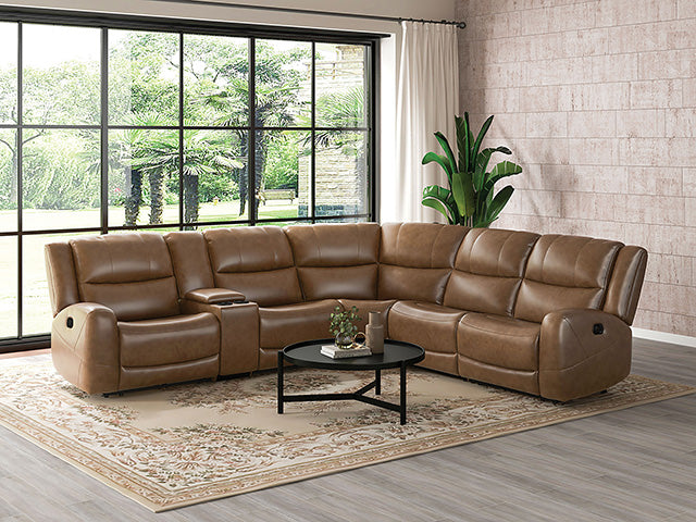 Furniture Of America Leolinus Motion Sectional CM9989BR-M Brown Transitional - sofafair.com